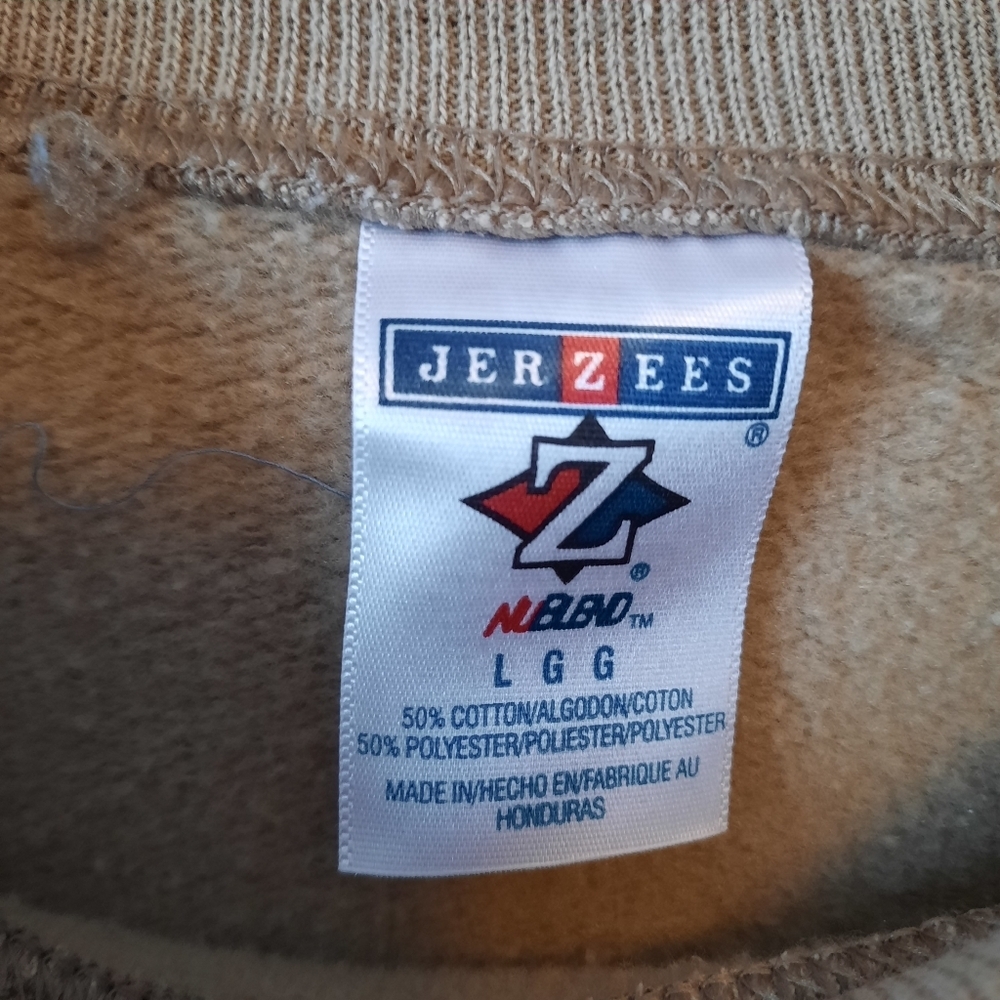 Jerzees Cotton Blend "Apple Butter Gang" Tan Graphic Crewneck Sweatshirt Size L - Picture 8 of 10